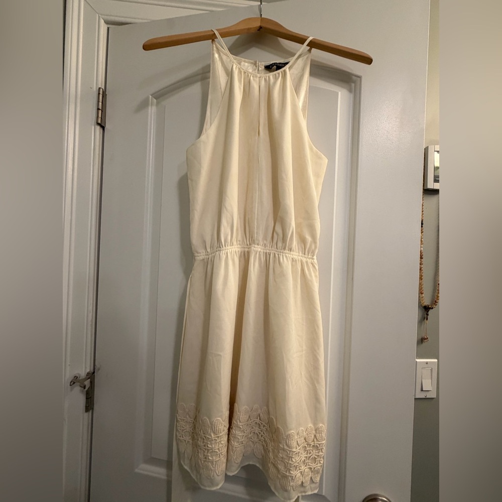 Express cream colored sleeveless dress with crocheted design